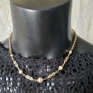 Sarah Coventry Gold Tone Beaded Necklace 18” Princess Length